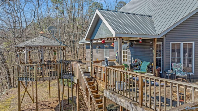 deck featuring a gazebo