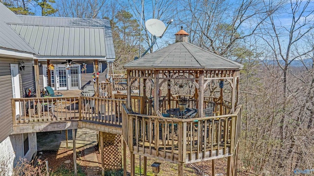 wooden deck with a gazebo