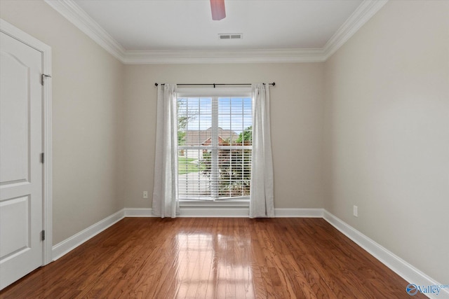 2201 Martinwood Ln SW, Decatur, AL 35603 - unfurnished room with ornamental molding, wood finished floors, baseboards, and ceiling fan