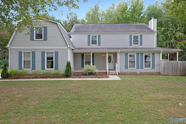 view of front property featuring a front lawn