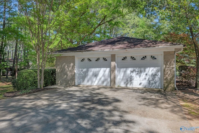 view of detached garage