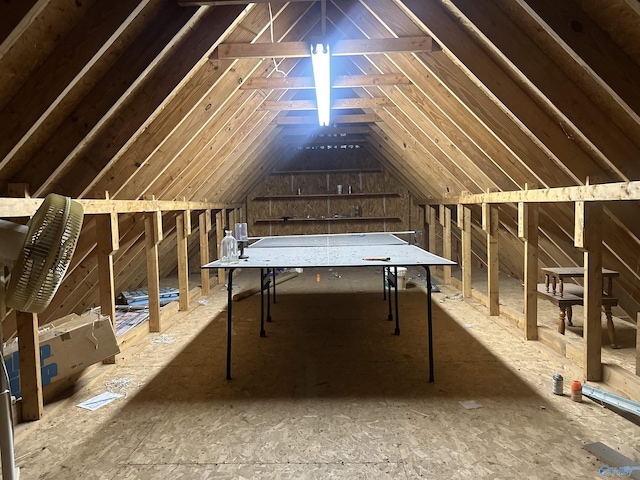 view of unfinished attic