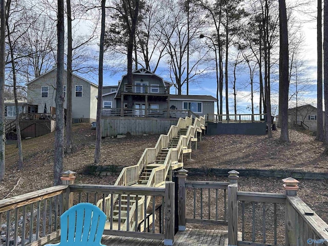 wooden terrace with stairs