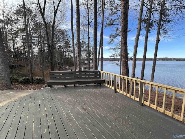 wooden terrace with a water view