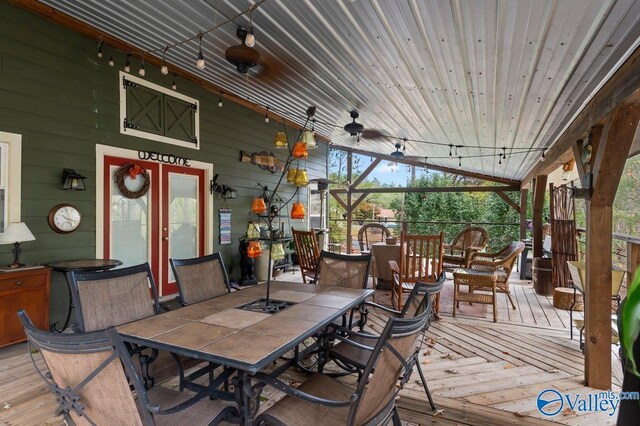 deck featuring ceiling fan