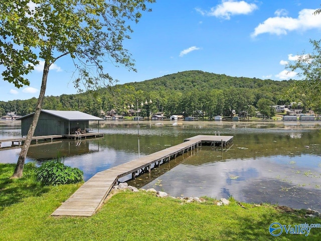 dock area with a water and mountain view