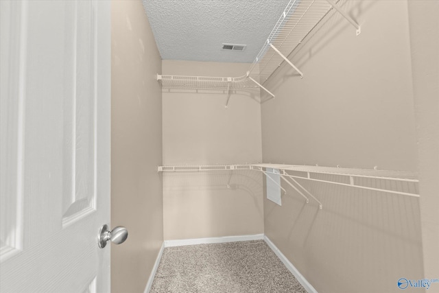 spacious closet with carpet and visible vents