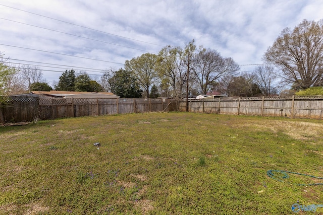 view of yard featuring a fenced backyard