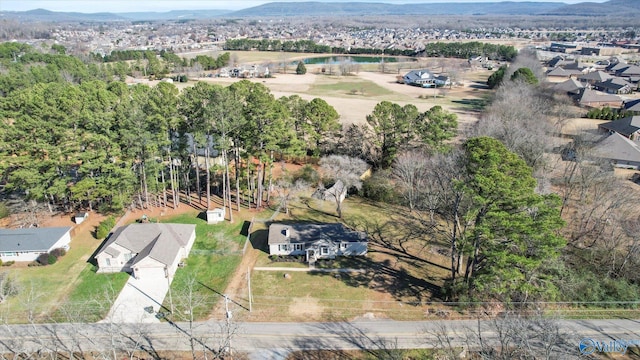 aerial view with a water and mountain view