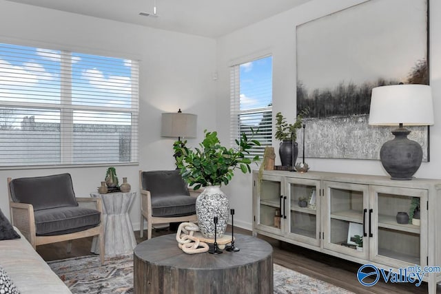 sitting room featuring wood finished floors