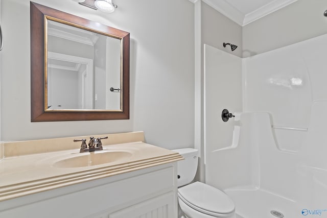 119 Railway Ln SE, Huntsville, AL 35803 - bathroom featuring crown molding, a shower, vanity, and toilet