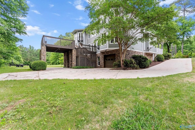 119 Railway Ln SE, Huntsville, AL 35803 - view of front facade with stairs, a front lawn, and an attached garage