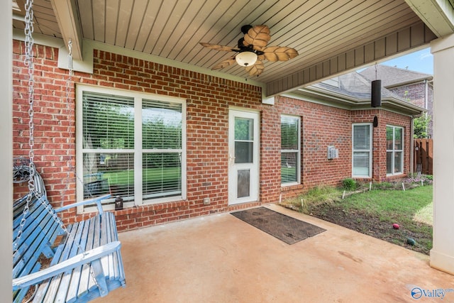 view of patio / terrace with a ceiling fan
