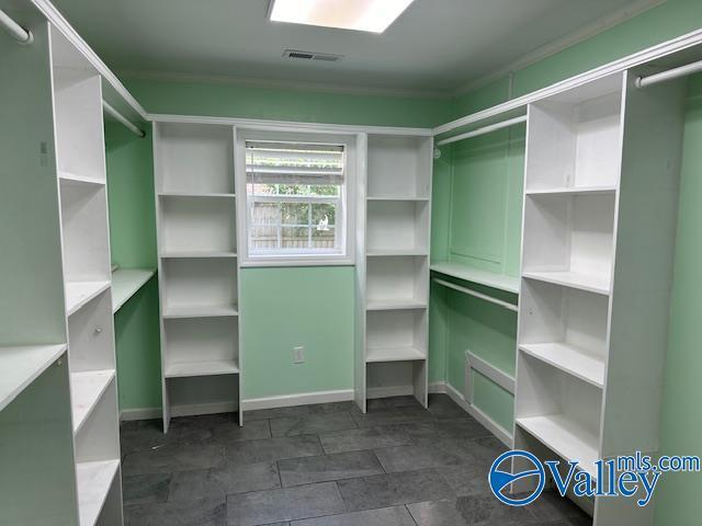 spacious closet with visible vents