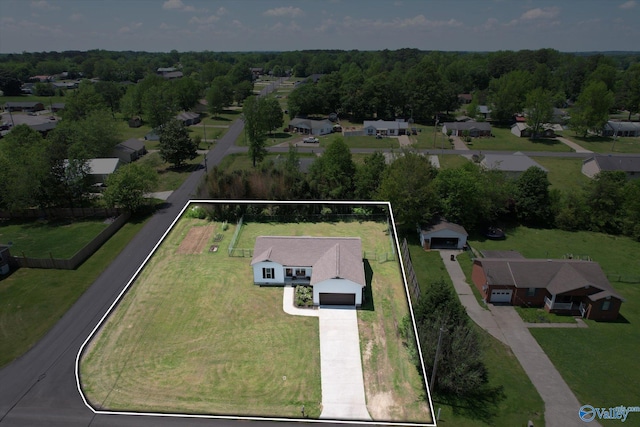 birds eye view of property with a residential view