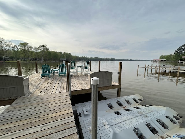 dock area featuring a water view