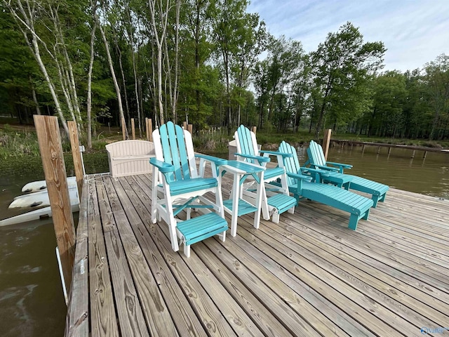 view of dock featuring a water view