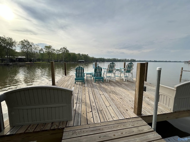 dock area featuring a water view