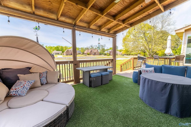 deck with a lawn