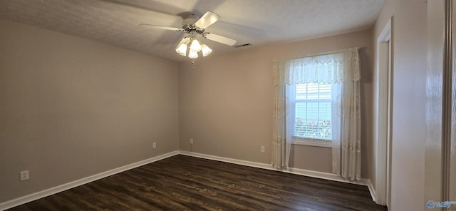 113 Sycamore Pl, Athens, AL 35611 - unfurnished room with dark wood-style flooring, a textured ceiling, baseboards, and a ceiling fan
