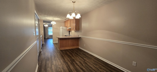 113 Sycamore Pl, Athens, AL 35611 - hallway with dark wood-style floors, baseboards, a chandelier, and a textured ceiling