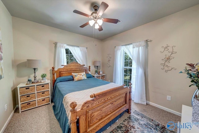990 Chambers Rd, Double Springs, AL 35553 - bedroom featuring multiple windows, carpet flooring, baseboards, and a ceiling fan