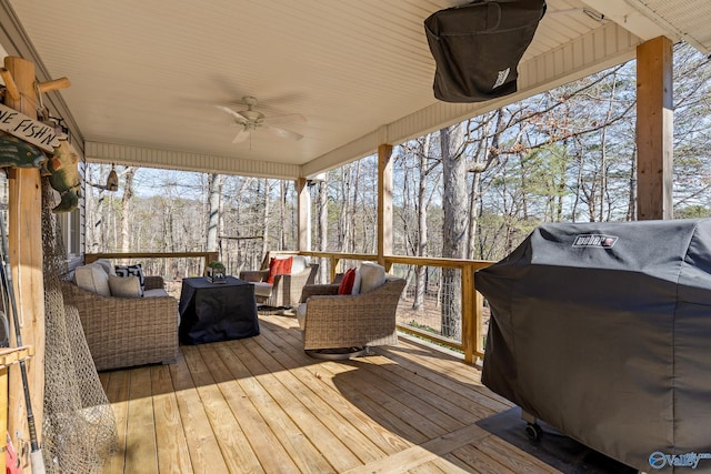 sunroom / solarium with ceiling fan