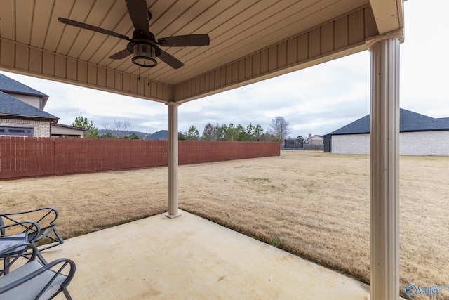 view of patio / terrace featuring ceiling fan