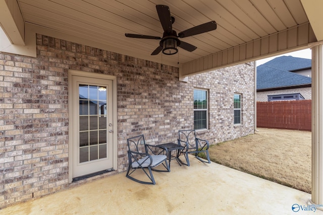 view of patio / terrace featuring ceiling fan