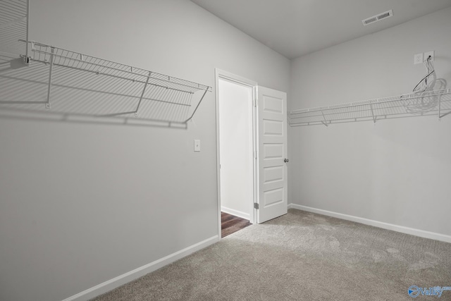 walk in closet with carpet flooring