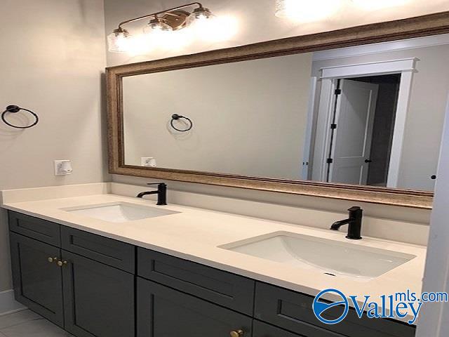 bathroom with dual bowl vanity