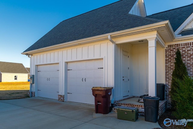 view of garage