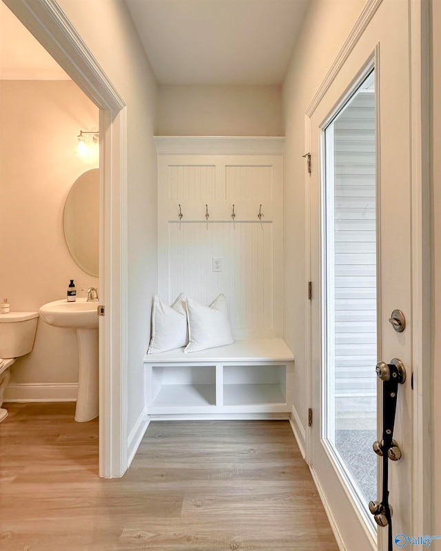 mudroom featuring light hardwood / wood-style floors