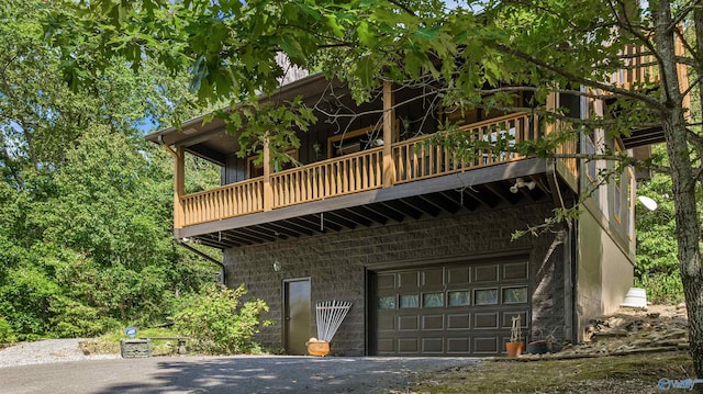 exterior space with a garage