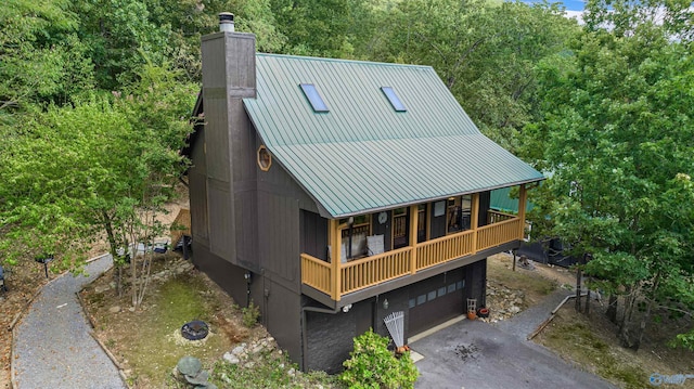 exterior space with a garage