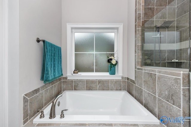 bathroom with separate shower and tub