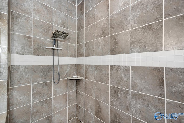 details with a tile shower