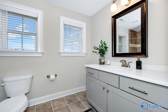 bathroom with tile patterned floors, toilet, and vanity