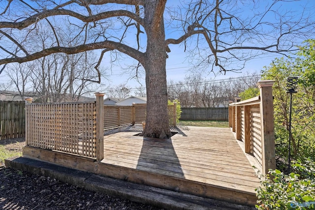 deck featuring a fenced backyard