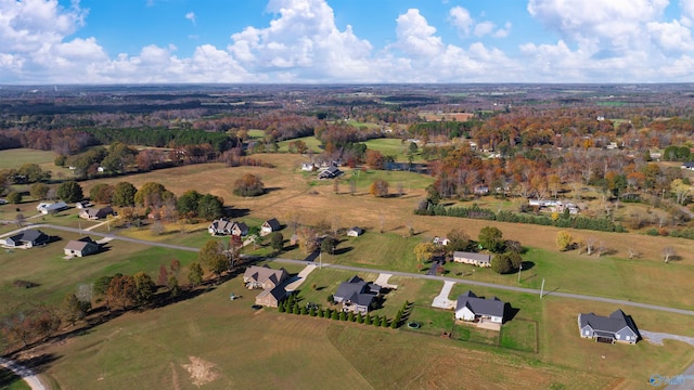 bird's eye view with a rural view