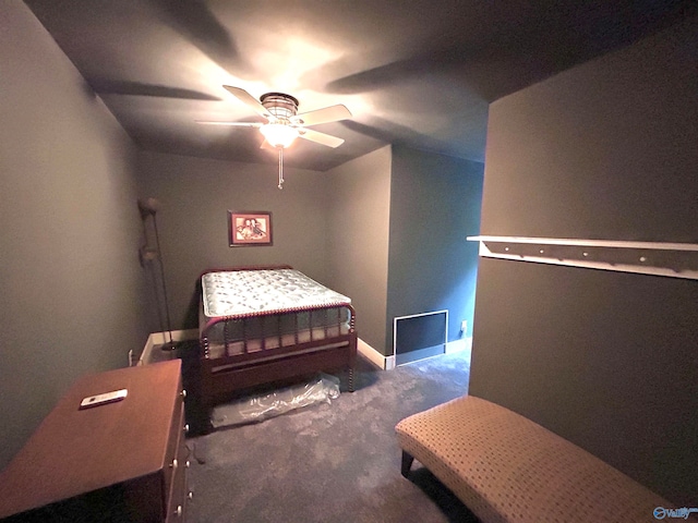 bedroom with carpet flooring and ceiling fan