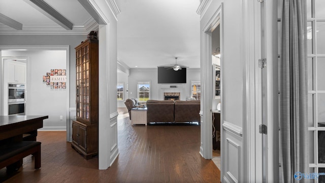 110 Ginamey Cir, Meridianville, AL 35759 - hall featuring dark wood-style flooring and ornamental molding
