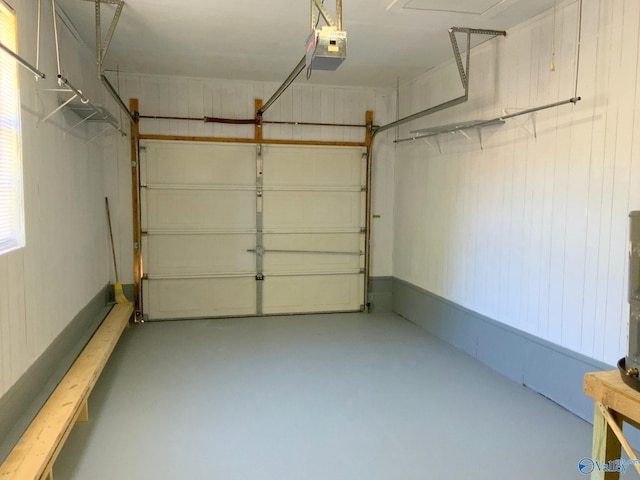 garage with a garage door opener