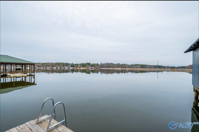 dock area featuring a water view