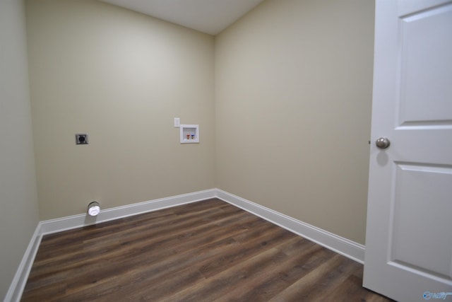 laundry room with hookup for an electric dryer, dark hardwood / wood-style flooring, and hookup for a washing machine