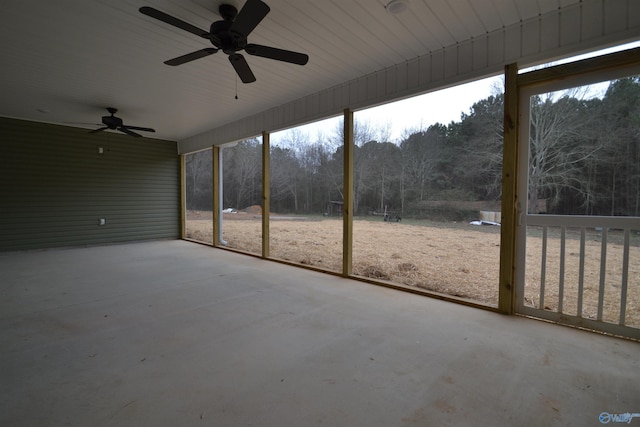 view of unfurnished sunroom