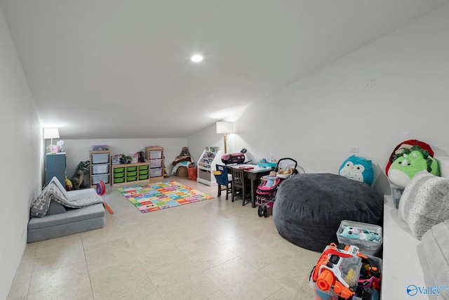 game room featuring recessed lighting