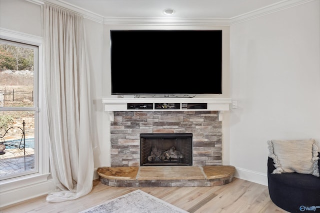 details featuring hardwood / wood-style floors and ornamental molding