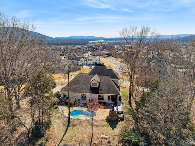 aerial view with a mountain view