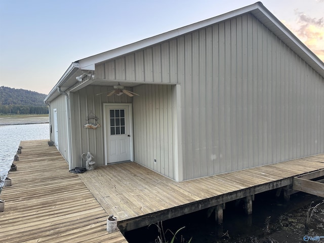 dock area with a water view